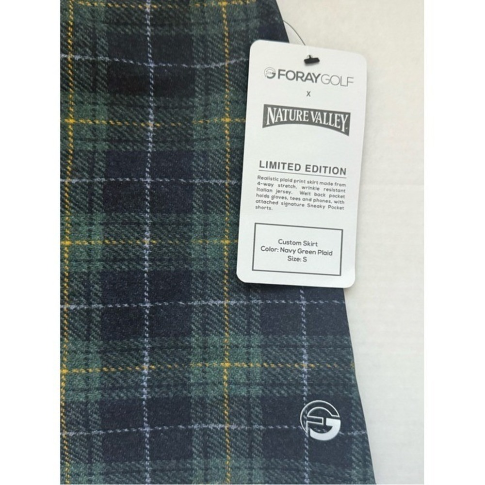 Foray Golf x Nature Valley Navy Green Plaid Skort Skirt Limited Edition Small - Picture 4 of 10
